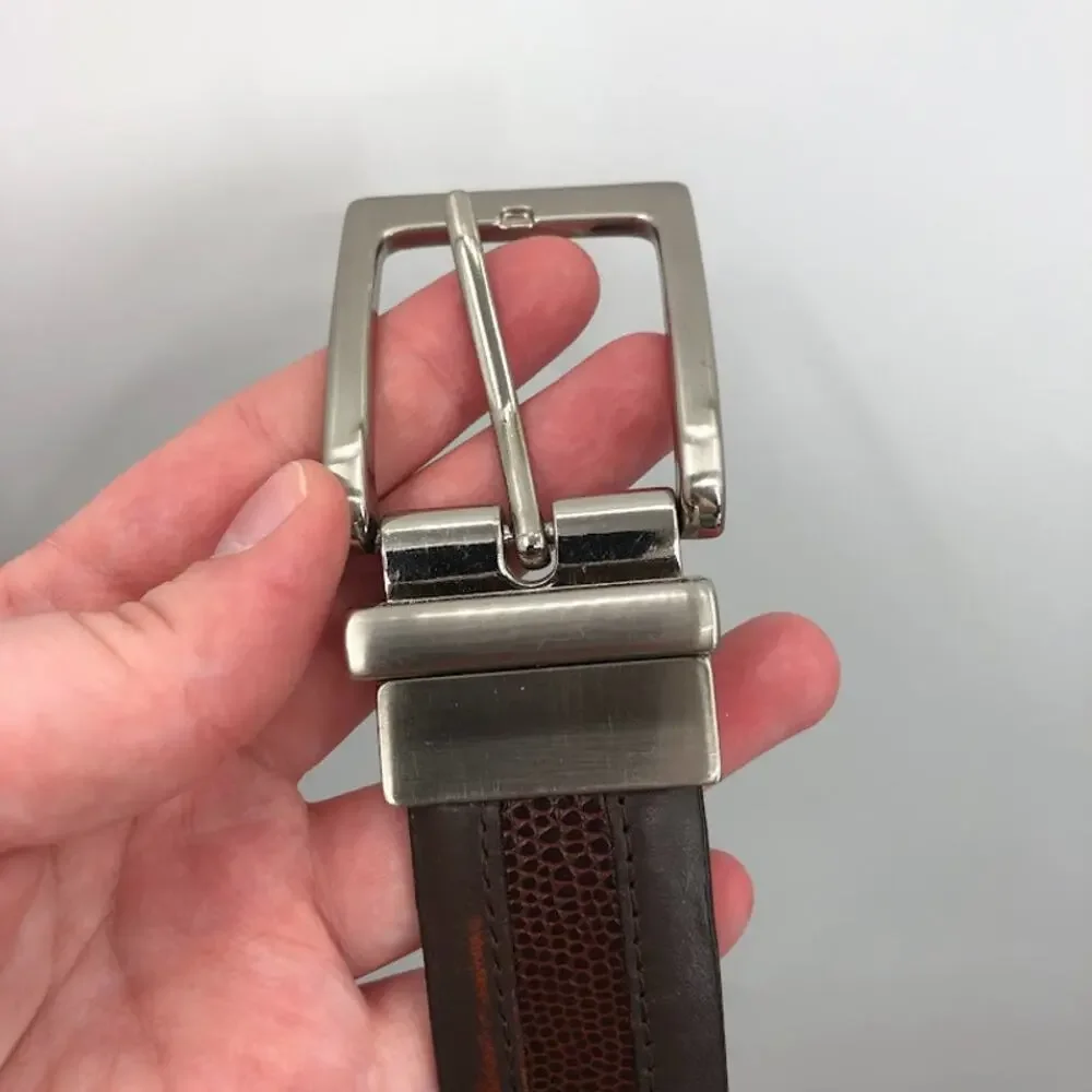 Mens career or causal Size 36 Belt Reversible silver buckle adjustable